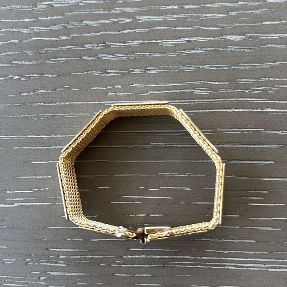 Vintage Fashion Bracelet 2 Tone Gold/Silver Mesh Base Diamond Cut Details GUC - Picture 8 of 12